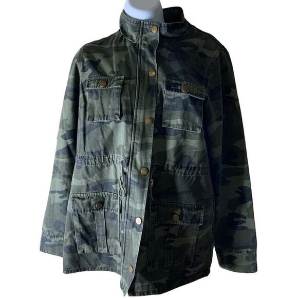 41 Hawthorn Camo Jacket Women Size Medium Zip Snap Long Sleeve Drawstring Waist - Picture 3 of 9